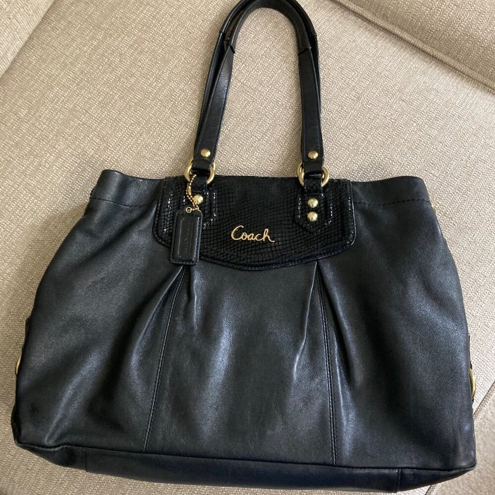 Coach Black Leather Handbag  #F19243